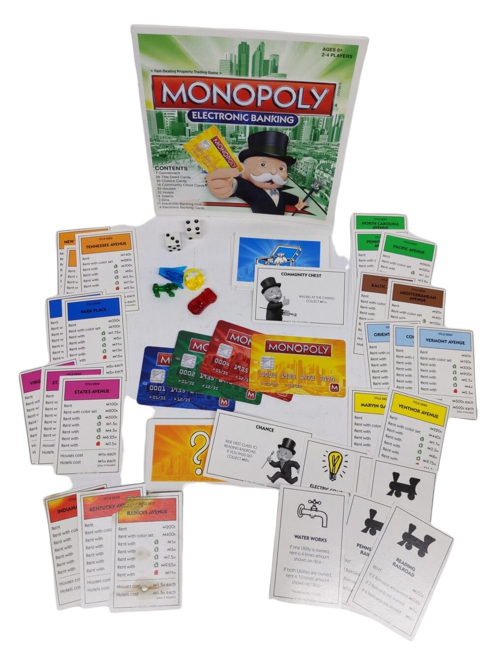 REPLACEMENT PIECES - Monopoly Electronic Banking All cards, tokens, Dice Incl.